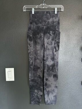 Lululemon Align High-Rise Leggings Size 2 Gray Black Tie Dye Pockets Yoga